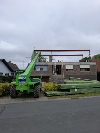 Dakconstructie en dak in leien