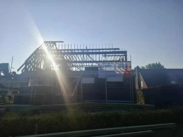 Dakconstructie en dak in leien